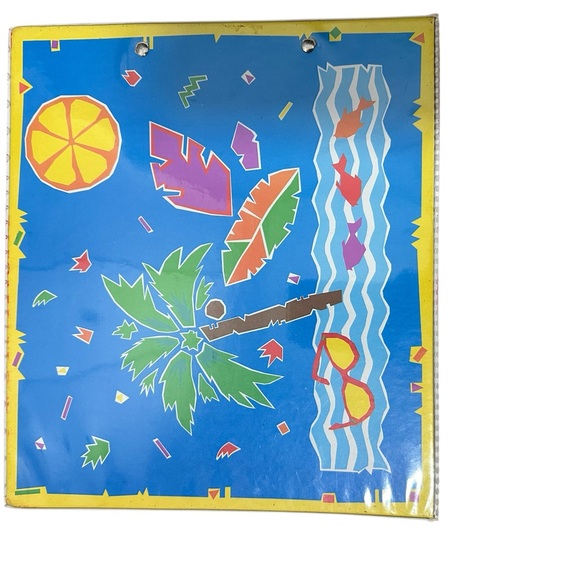 Vtg 90s Trapper Keeper Vibrant Tropical Notebook 3 Ring Binder School Beach - Picture 2 of 8